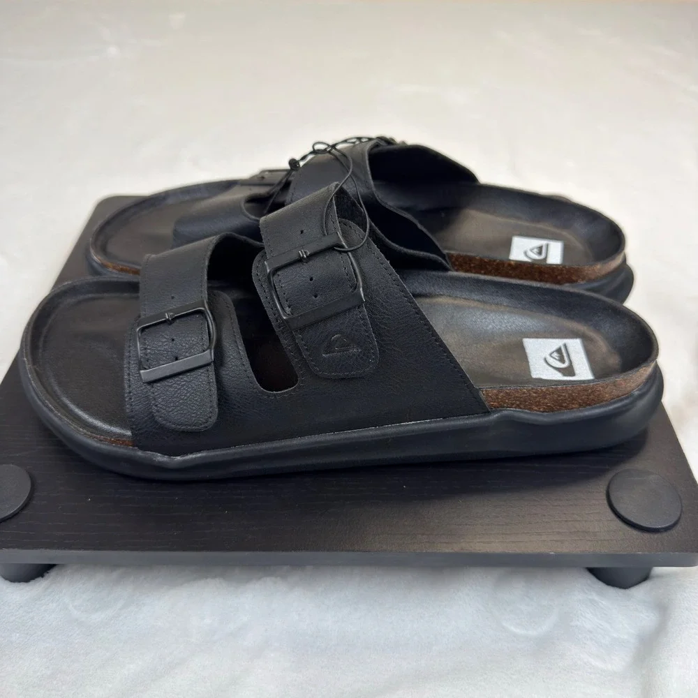 Quiksilver Men's Deck‎ Sandals Black Size 12 Double Stap New CQ10025M-B
